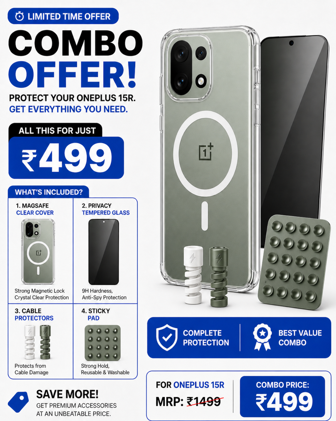 ONE PLUS 15R ULTIMATE PROTECTION COMBO