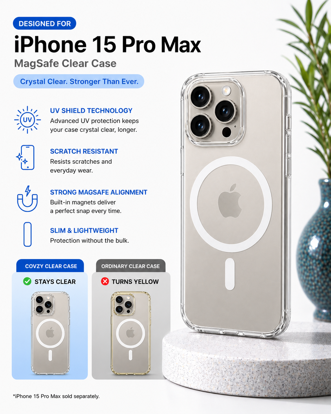IPHONE 15 PRO MAX MAGSAFE CRYSTAL CLEAR CASE COMBO