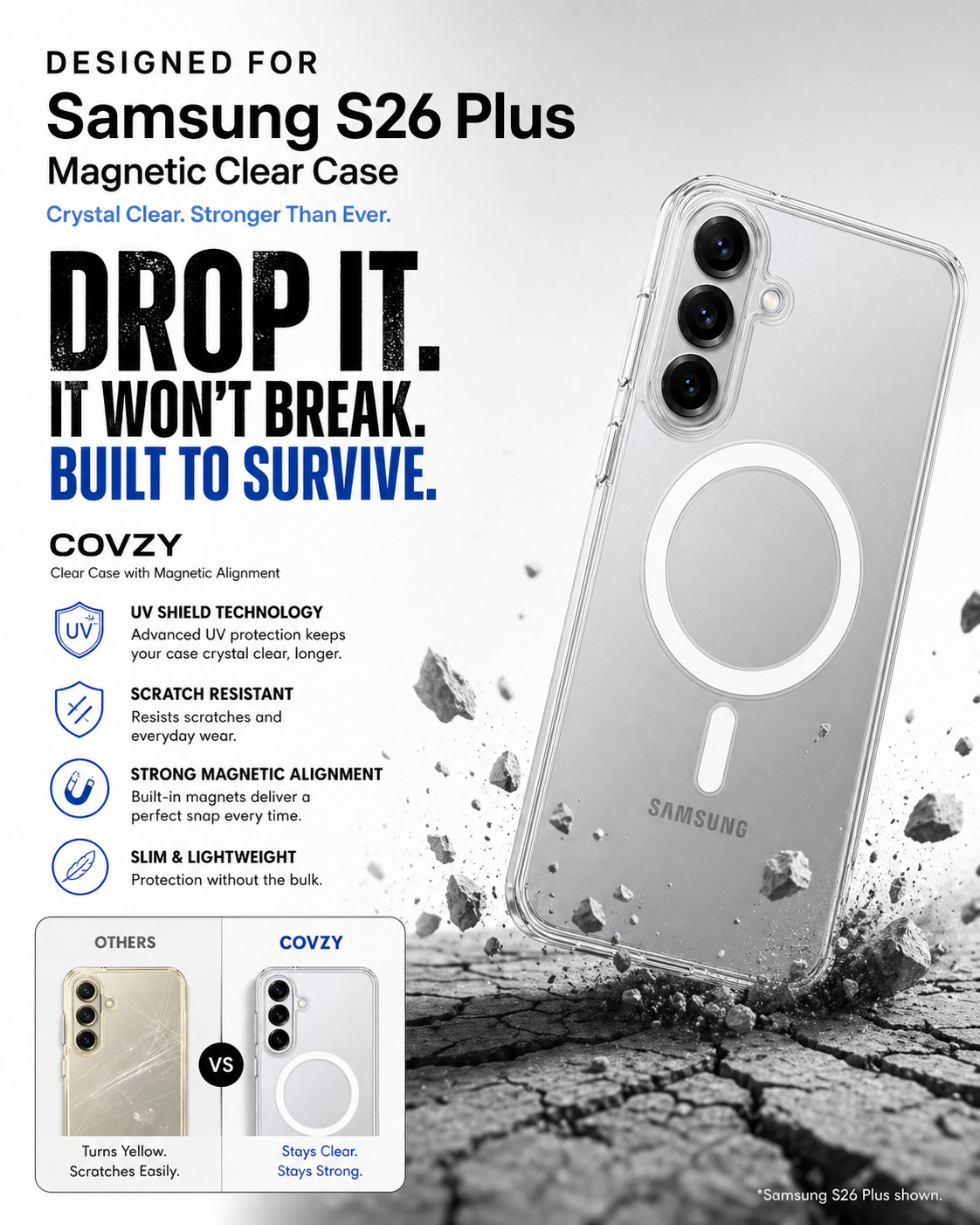 SAMSUNG S26 PLUS COVZY PREMIUM CLEAR MAGSAFE CASE  SLIM STRONG & CRYSTAL CLEAR PROTECTION