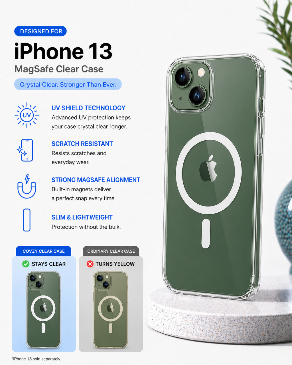 IPHONE 13 COVZY PREMIUM CLEAR MAGSAFE CASE  SLIM STRONG & CRYSTAL CLEAR PROTECTION