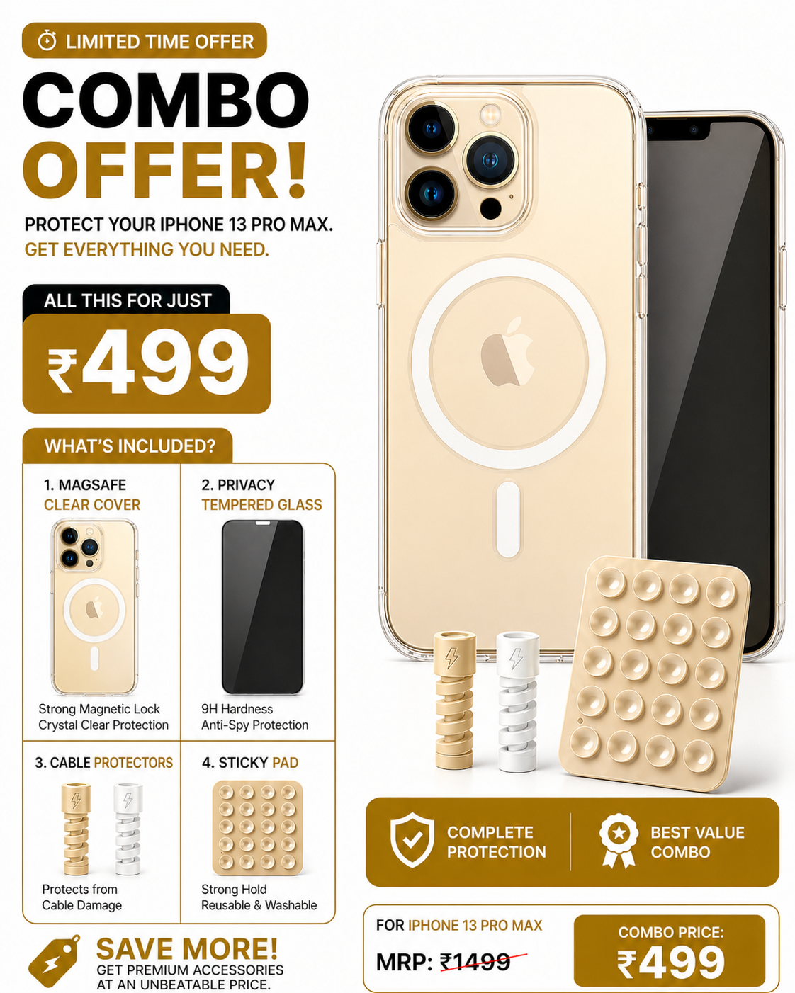 IPHONE 13 PRO MAX ULTIMATE PROTECTION COMBO