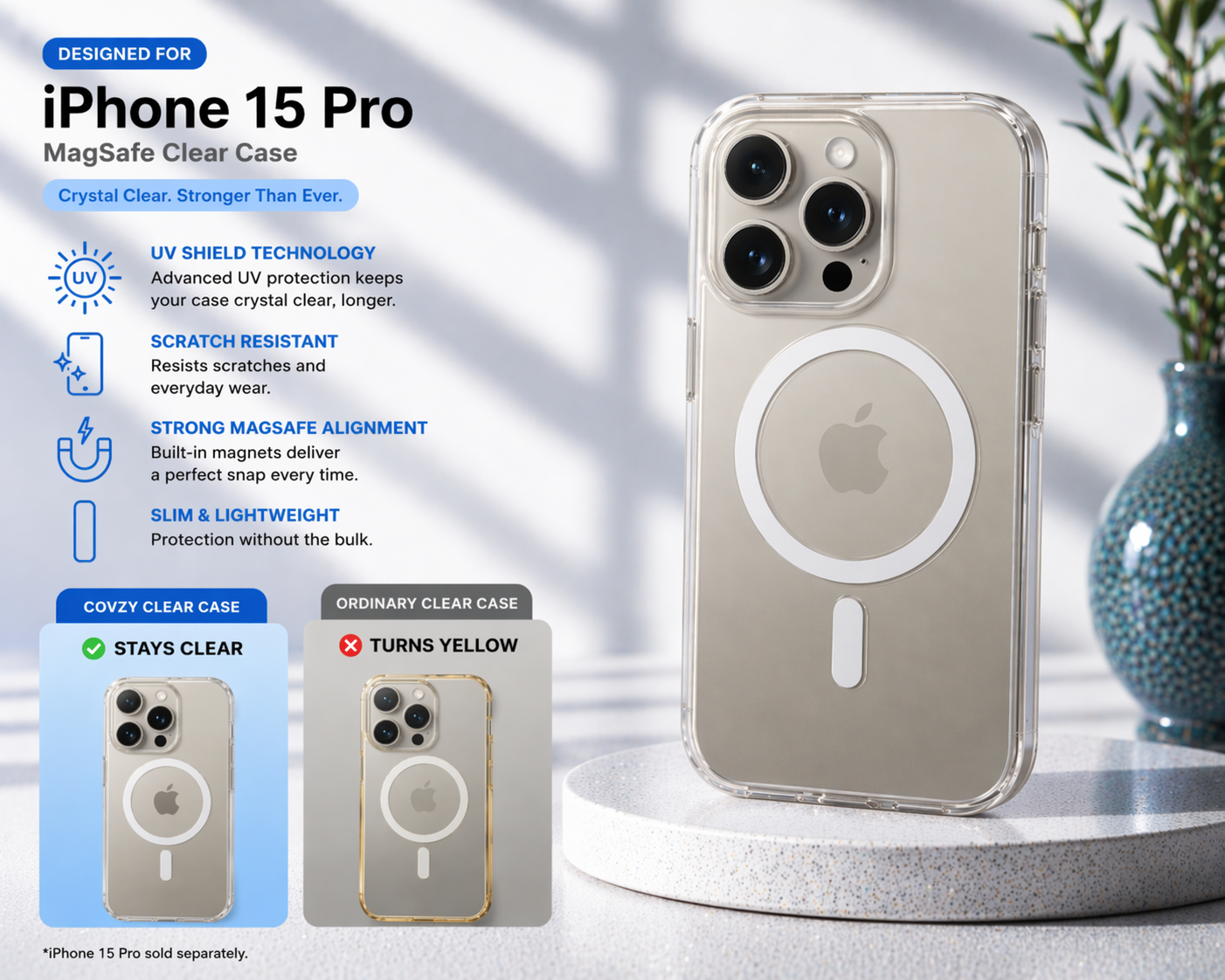 IPHONE 15 PRO MAGSAFE CRYSTAL CLEAR CASE COMBO