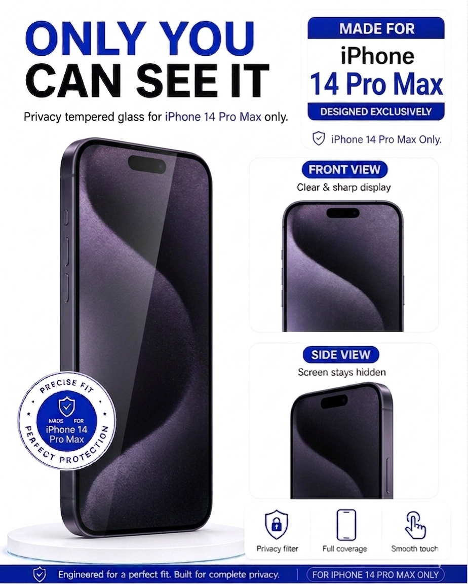IPHONE 14PRO MAX COVZY PREMIUM PRIVACY TEMPERDGLASS FULL PROTECTION