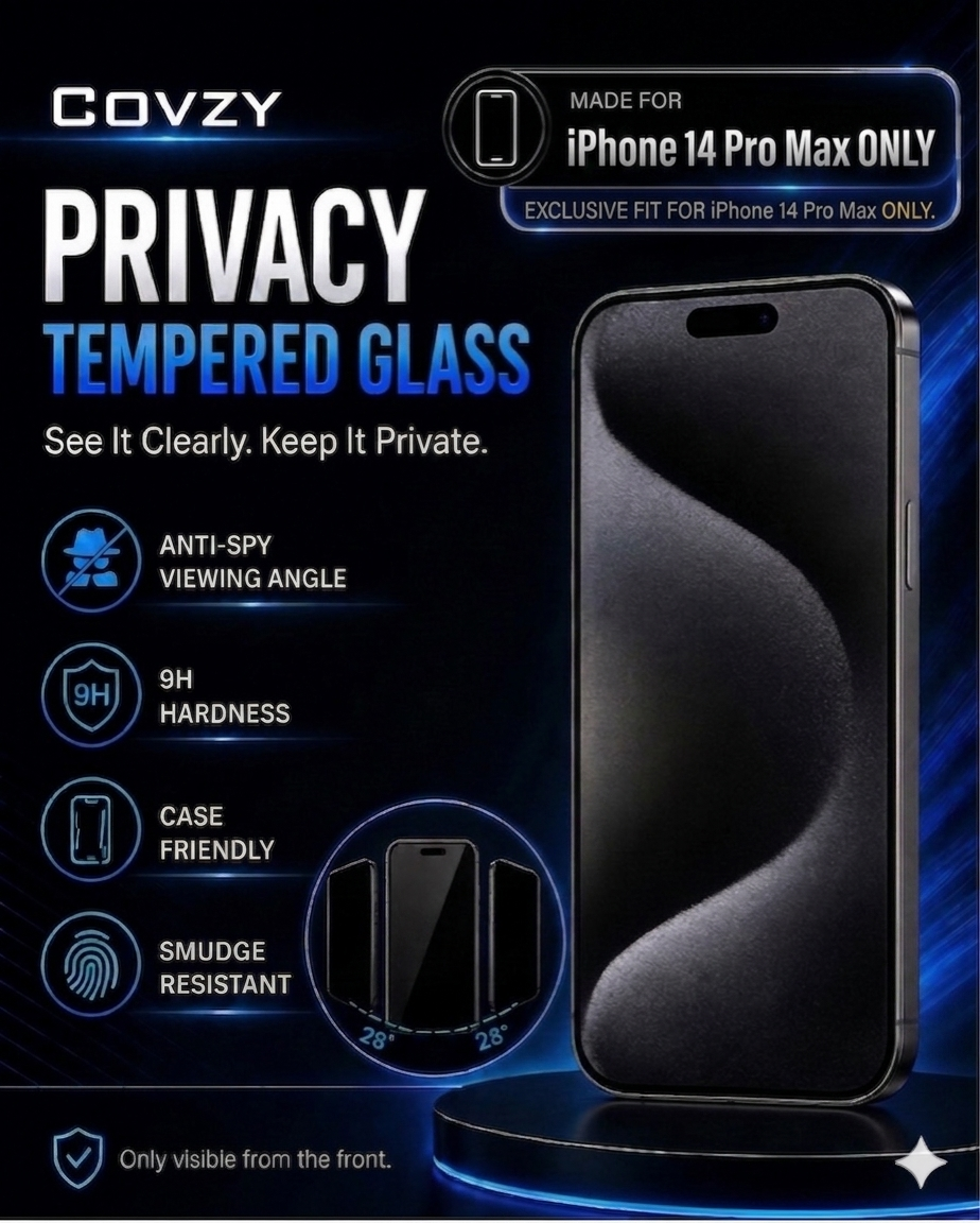 IPHONE 14PRO MAX COVZY PREMIUM PRIVACY TEMPERDGLASS FULL PROTECTION