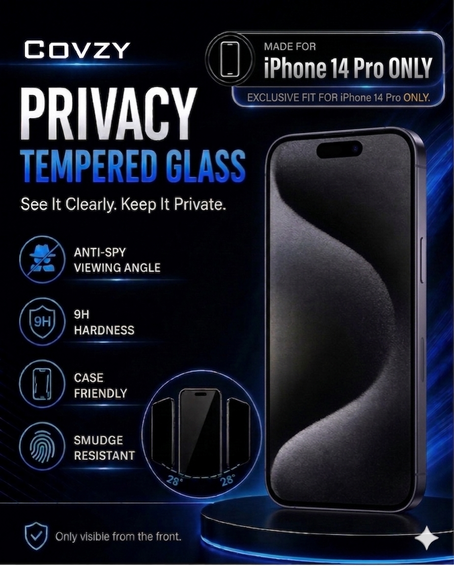 IPHONE 14 PRO COVZY PREMIUM PRIVACY TEMPERDGLASS FULL PROTECTION