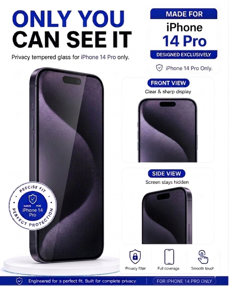 IPHONE 14 PRO COVZY PREMIUM PRIVACY TEMPERDGLASS FULL PROTECTION