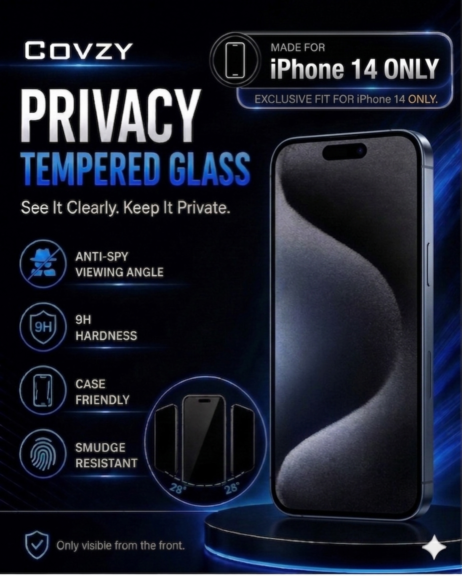 IPHONE 14 COVZY PREMIUM PRIVACY TEMPERDGLASS FULL PROTECTION