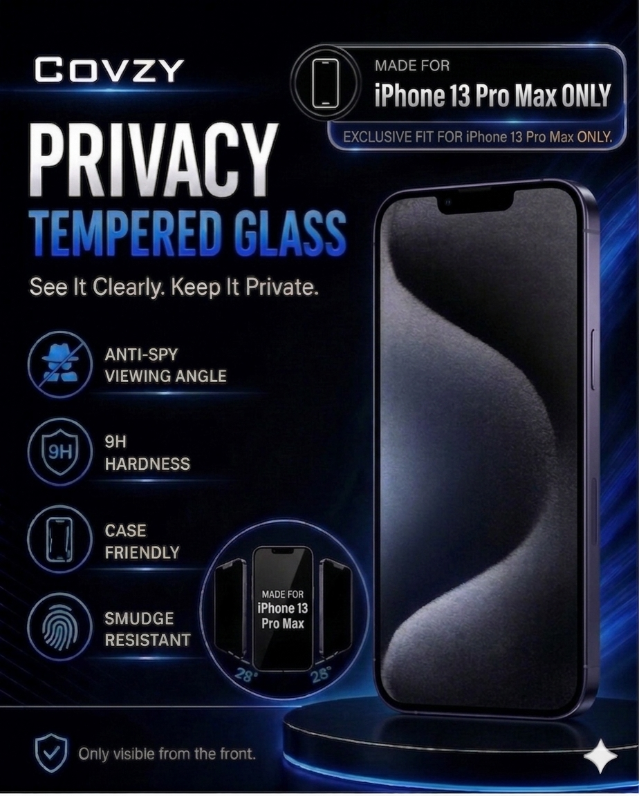 IPHONE 13PRO MAX COVZY PRRMIUM PRIVACY TEMPERDGLASS FULL PROTECTION
