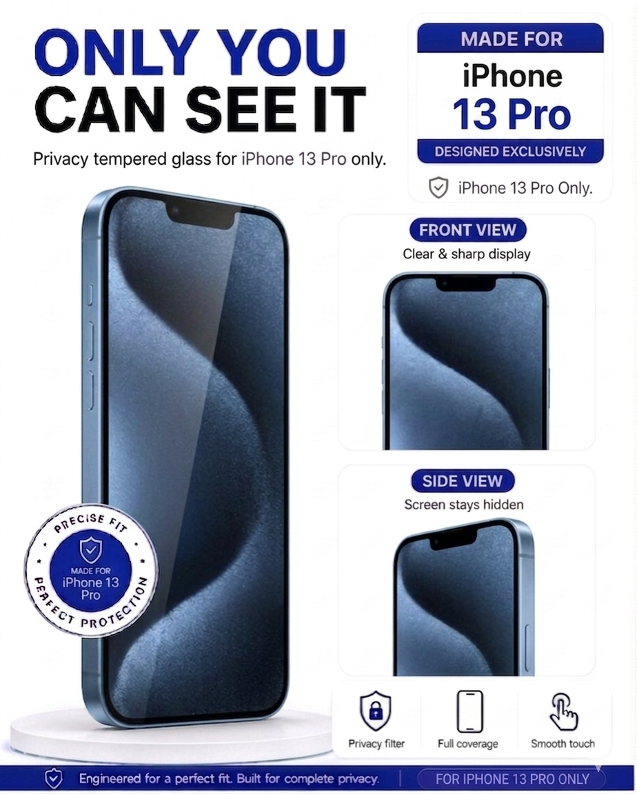 IPHONE 13PRO COVZY PREMIUM PRIVACY TEMPERDGLASS FULL PROTECTION