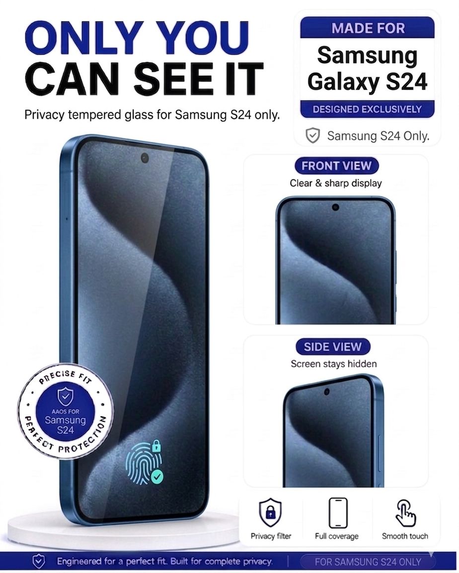 SAMSUNG S24 COVZY PREMIUM PRIVACY WITH FINGERPRINT WORKING TEMPERDGLASS FULL PROTECTION