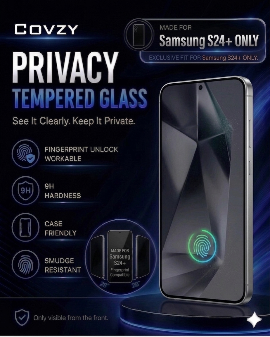 SAMSUNG S24PLUS COVZY PREMIUM PRIVACY WITH FINGERPRINT WORKING TEMPERDGLASS FULL PROTECTION