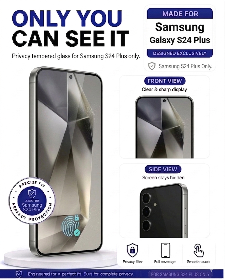 SAMSUNG S24PLUS COVZY PREMIUM PRIVACY WITH FINGERPRINT WORKING TEMPERDGLASS FULL PROTECTION