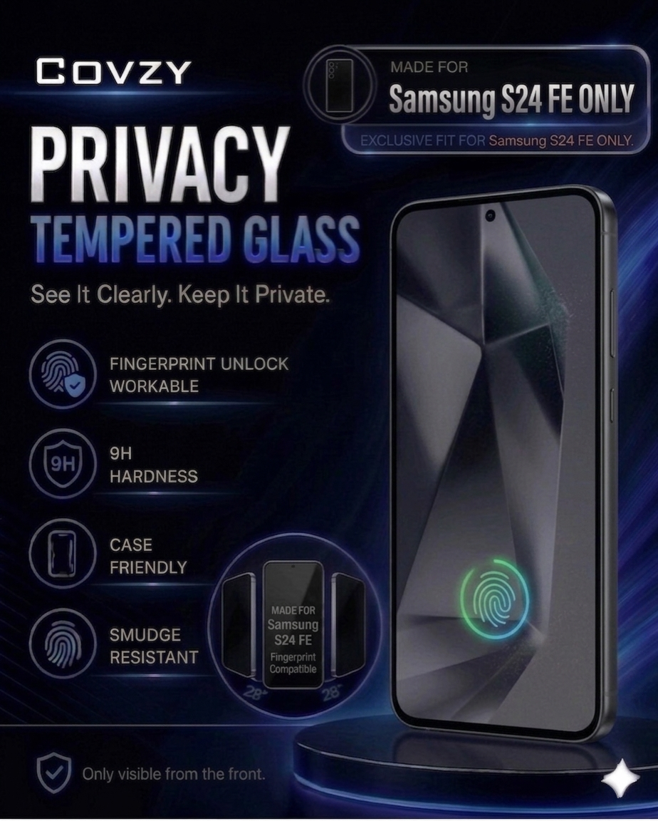 SAMSUNG S24FE COVZY PREMIUM PRIVACY WITH FINGERPRINT WORKING TEMPERDGLASS FULL PROTECTION