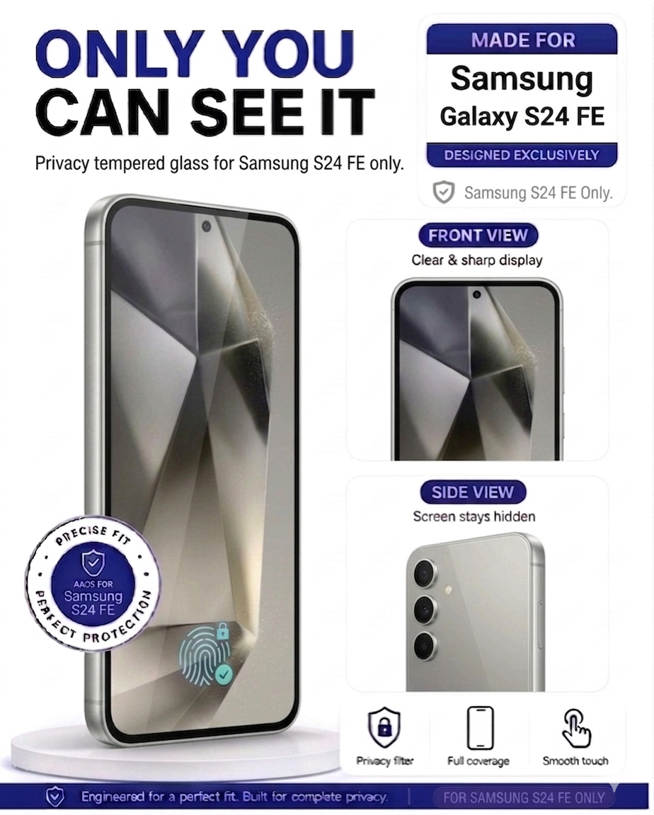 SAMSUNG S24FE COVZY PREMIUM PRIVACY WITH FINGERPRINT WORKING TEMPERDGLASS FULL PROTECTION