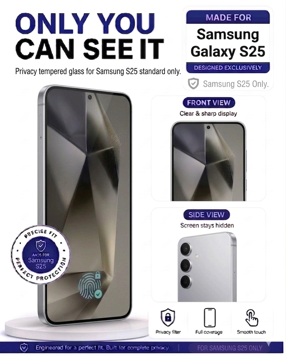 SAMSUNG S25 COVZY PREMIUM PRIVACY WITH FINGERPRINT WORKING TEMPERDGLASS FULL PROTECTION