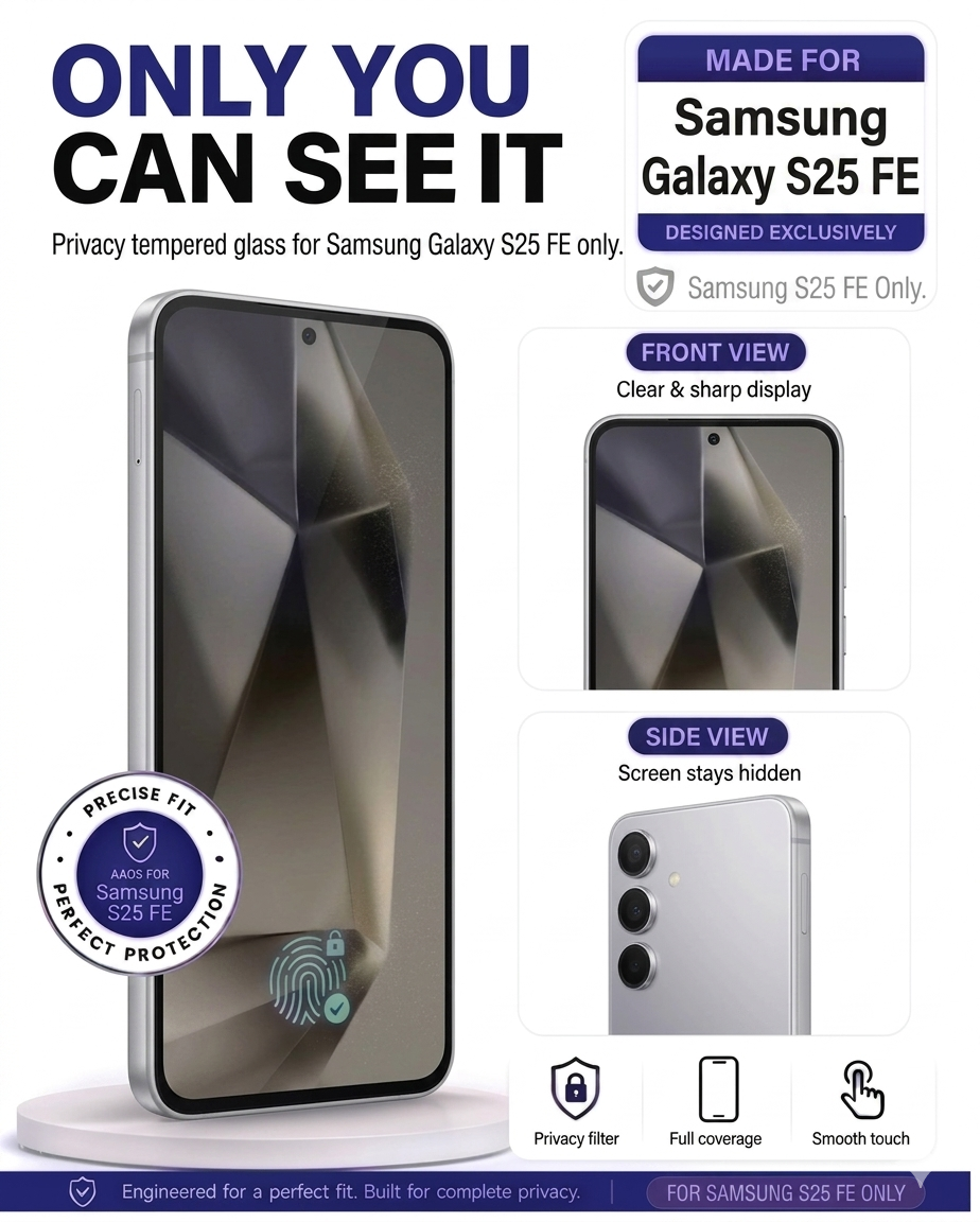 SAMSUNG S25FE COVZY PREMIUM PRIVACY WITH FINGERPRINT WORKING TEMPERDGLASS FULL PROTECTION