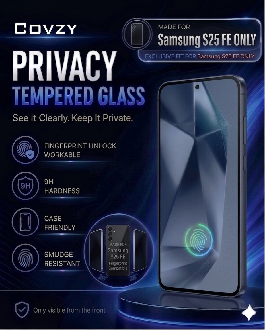 SAMSUNG S25FE COVZY PREMIUM PRIVACY WITH FINGERPRINT WORKING TEMPERDGLASS FULL PROTECTION