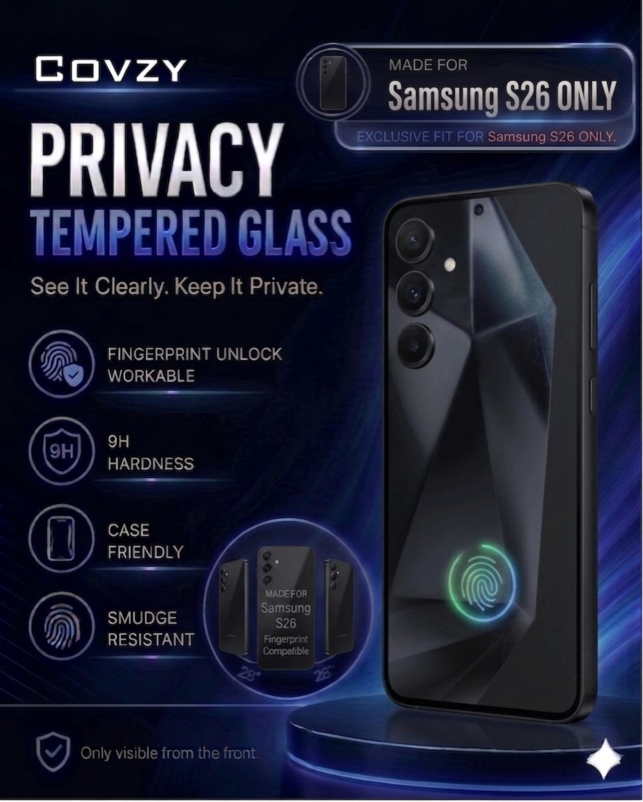 SAMSUNG S26 COVZY PREMIUM PRIVACY WITH FINGERPRINT WORKING TEMPERDGLASS FULL PORTRECTION