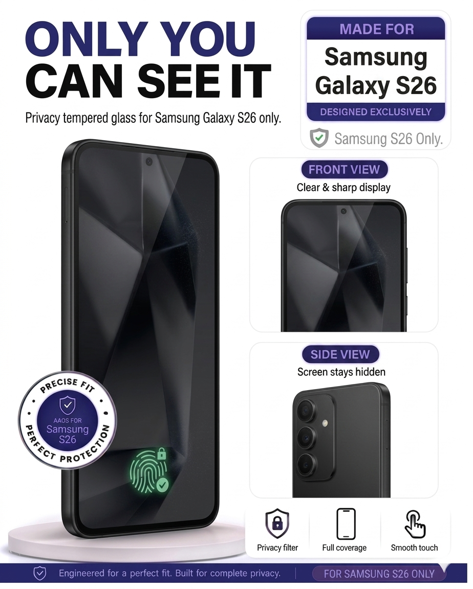 SAMSUNG S26 COVZY PREMIUM PRIVACY WITH FINGERPRINT WORKING TEMPERDGLASS FULL PORTRECTION