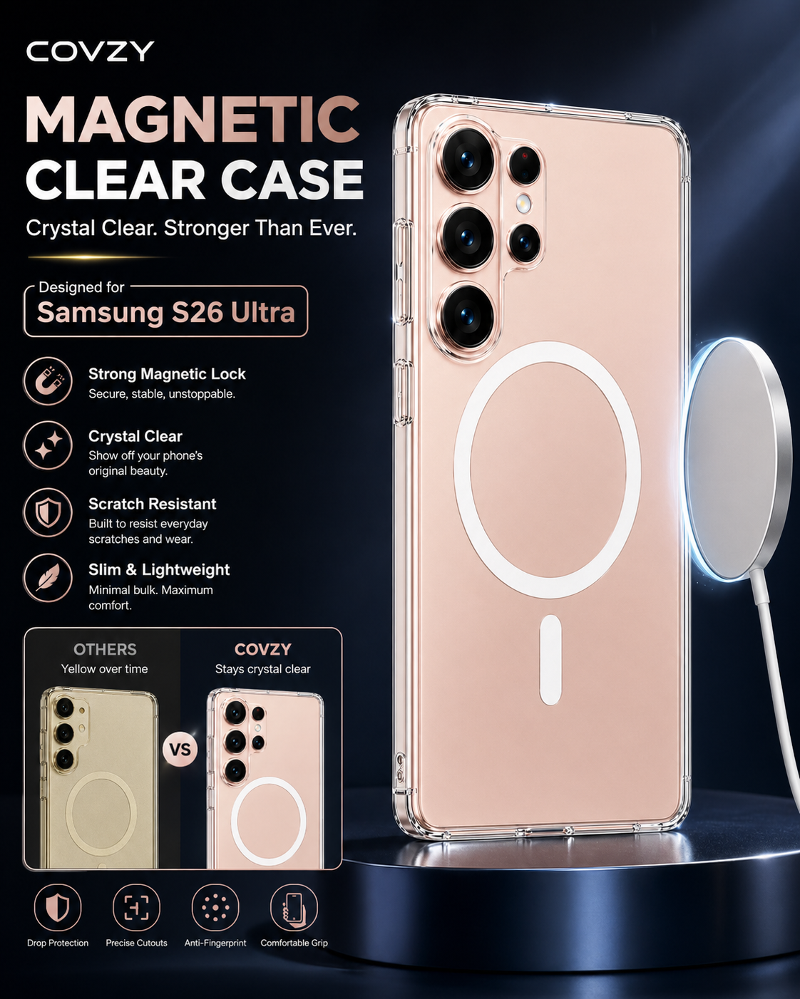 SAMSUNG S26 ULTRA COVZY PREMIUM CLEAR MAGSAFE CASE  SLIM STRONG & CRYSTAL CLEAR PROTECTION