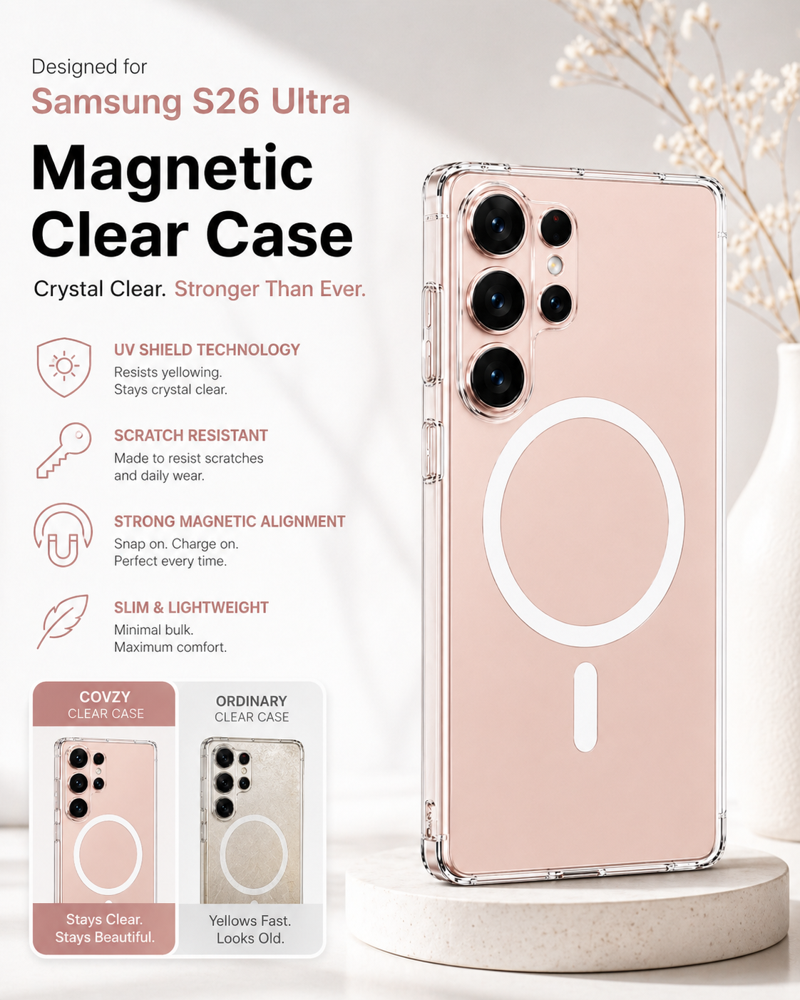 SAMSUNG S26 ULTRA COVZY PREMIUM CLEAR MAGSAFE CASE  SLIM STRONG & CRYSTAL CLEAR PROTECTION