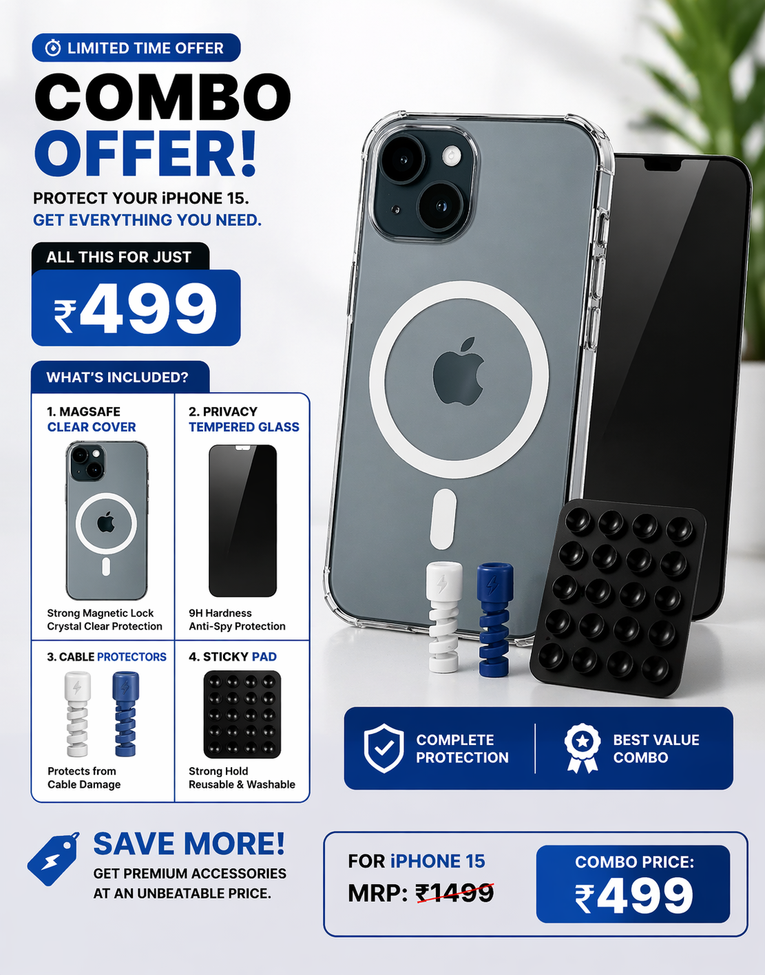 IPHONE 15 ULTIMATE PROTECTION COMBO