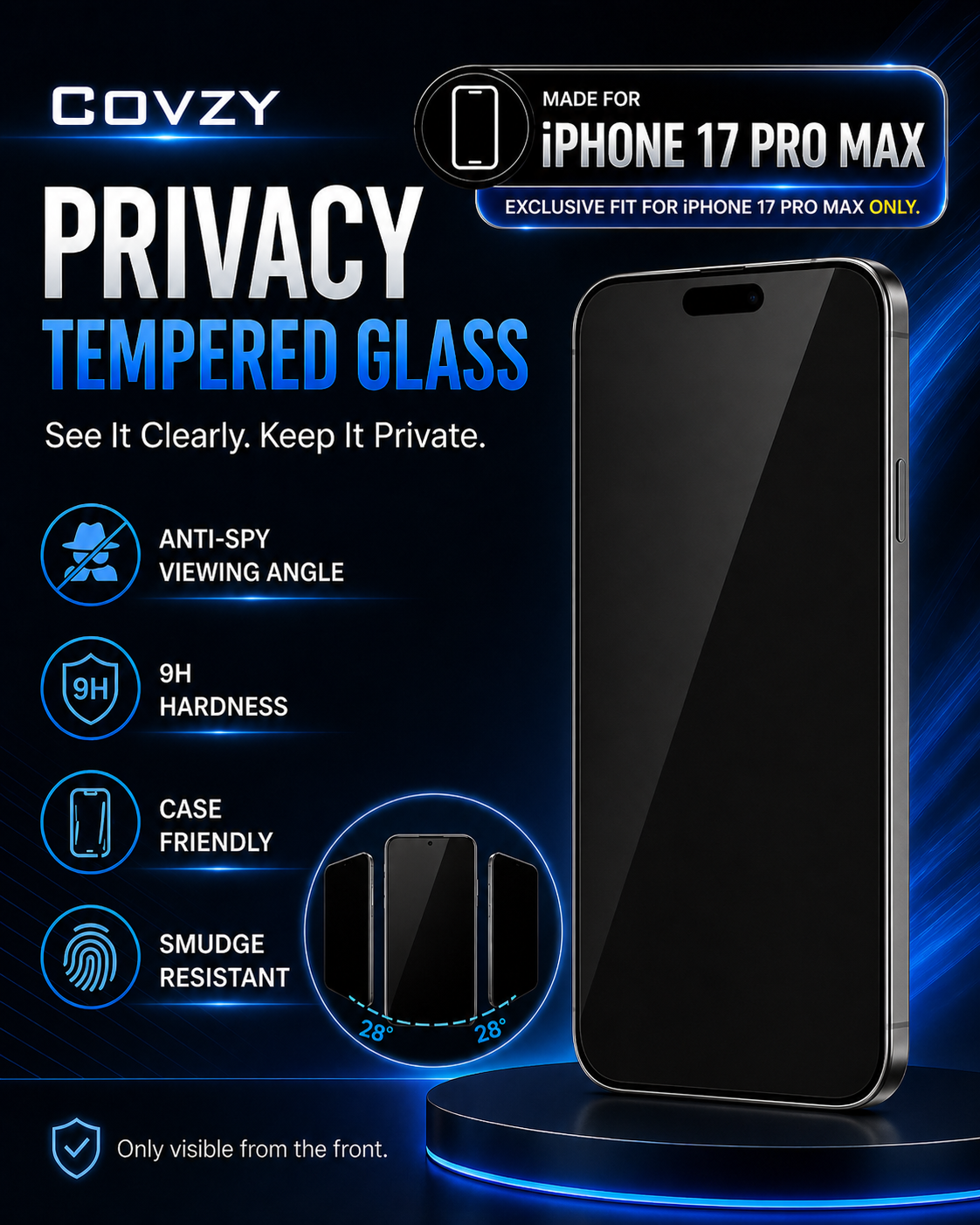 IPHONE  17PRO MAX COVZY PREMIUM PRIVACYTEMPERDGLASS FULL PROTECTION