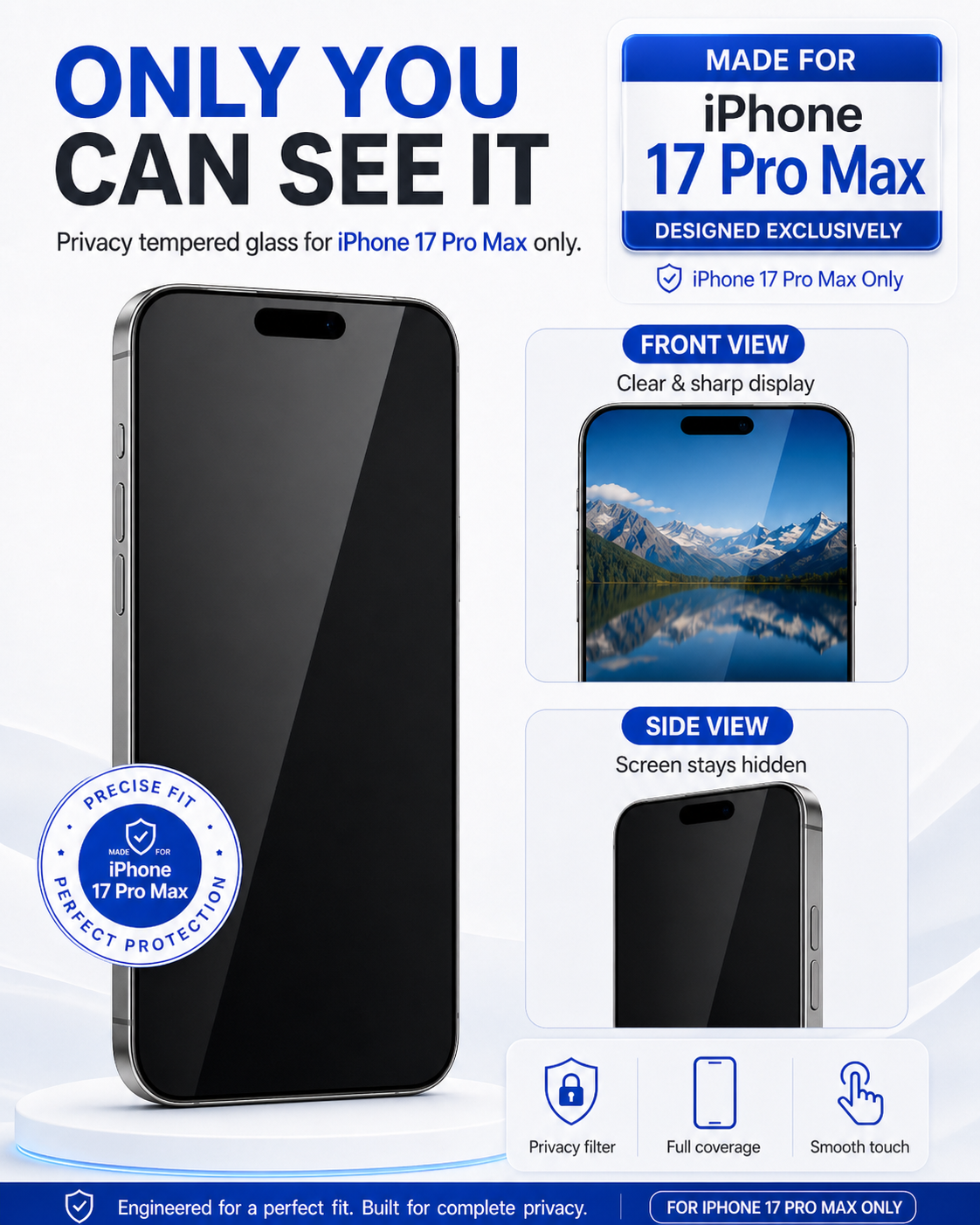 IPHONE  17PRO MAX COVZY PREMIUM PRIVACYTEMPERDGLASS FULL PROTECTION
