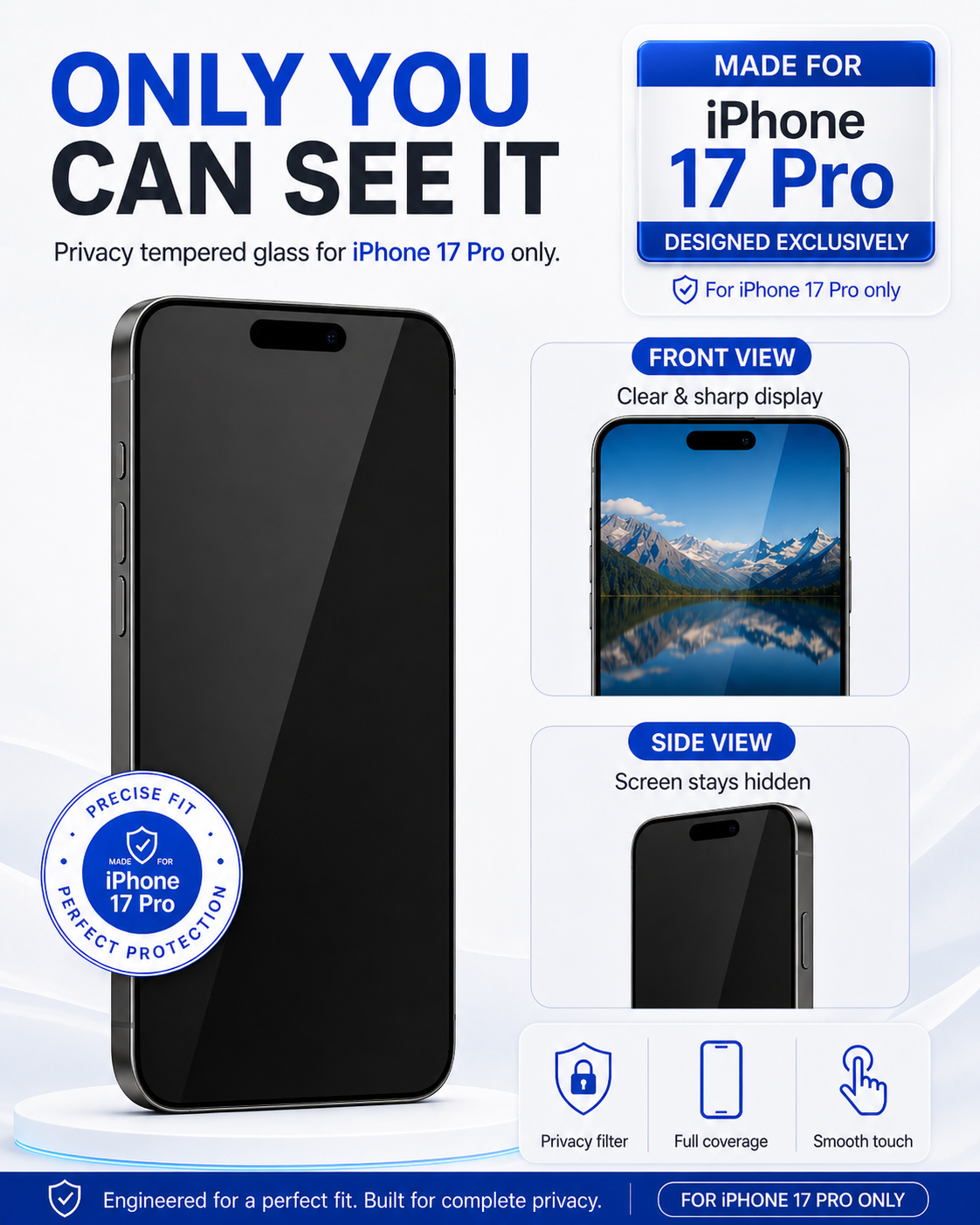 IPHONE 17 PRO COVZY PREMIUM PRIVACY TEMPERDGLASS FULL PROTECTION