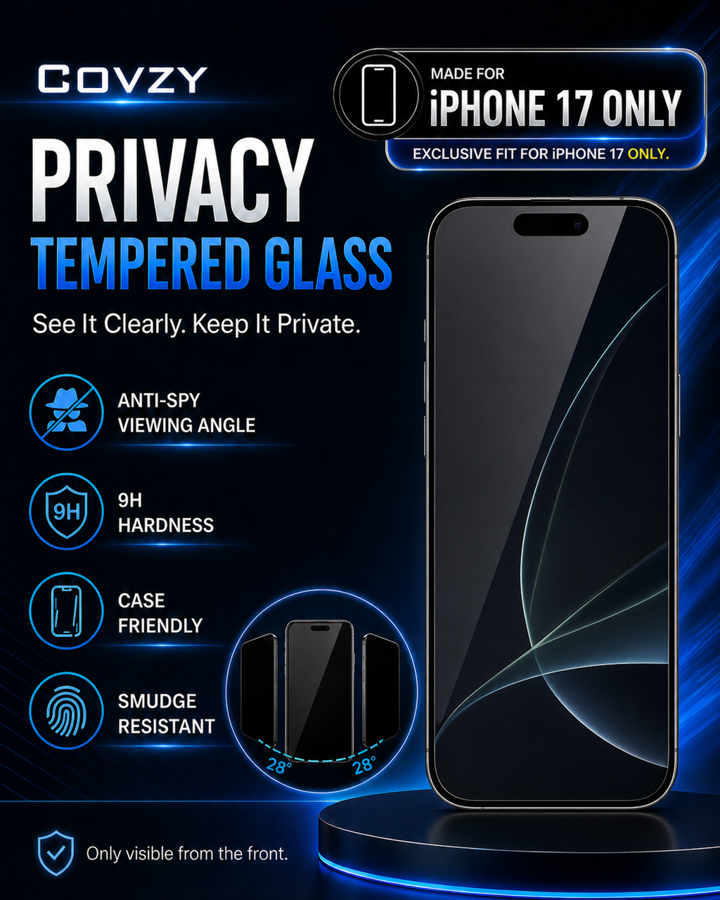 IPHONE 17 COVZY PREMIUM PRIVACY TEMPERDGLASS FULL PROTECTION