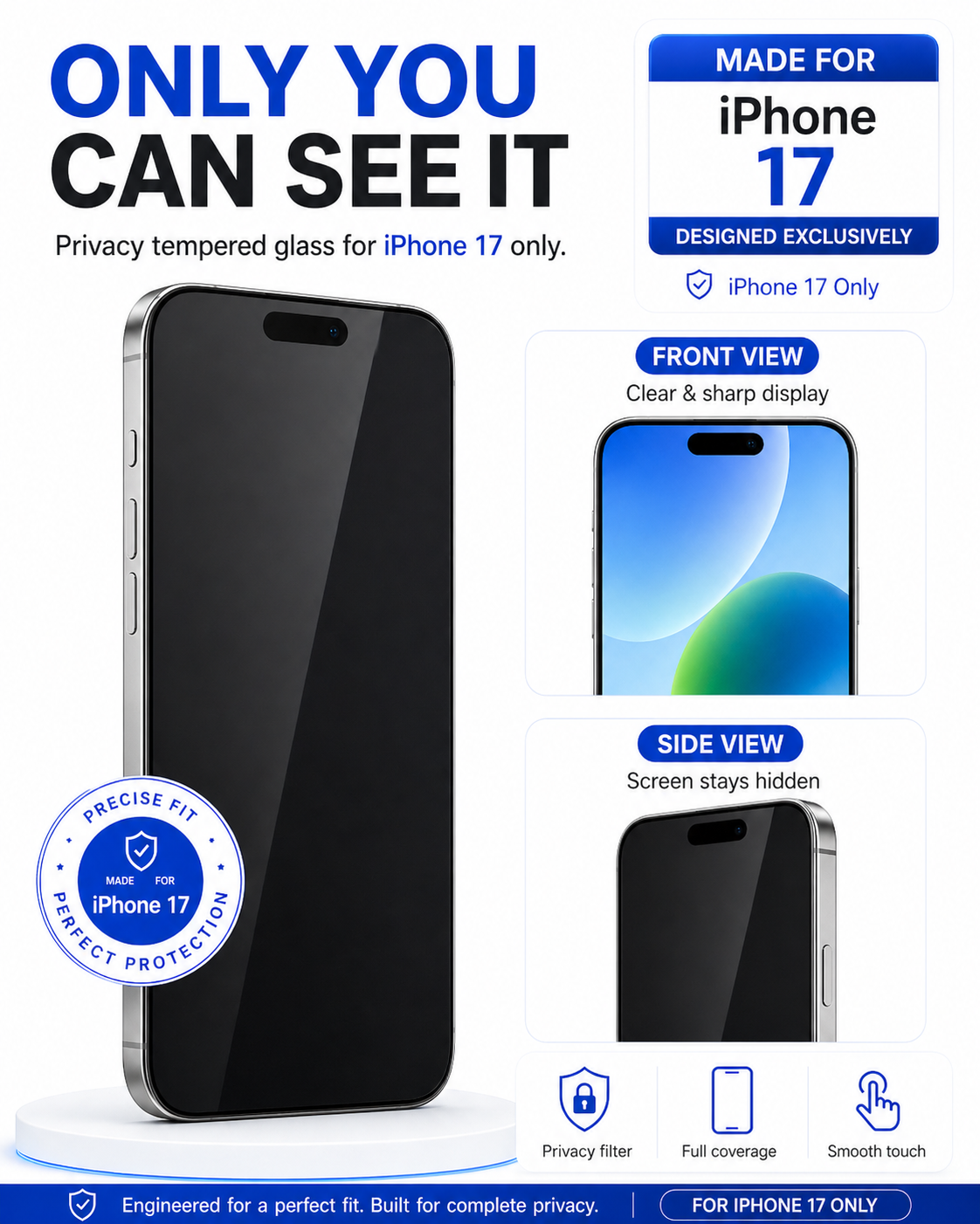 IPHONE 17 COVZY PREMIUM PRIVACY TEMPERDGLASS FULL PROTECTION